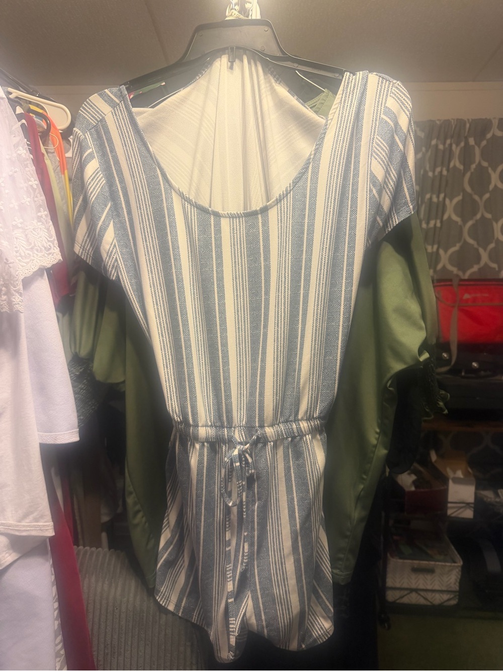 Derek Heart Blue and White Striped 3x ladies One-Piece Romper